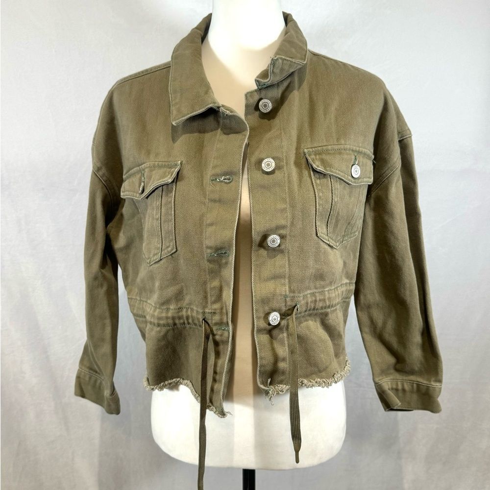 Stoosh Vintage Denim olive green utility jacket size small